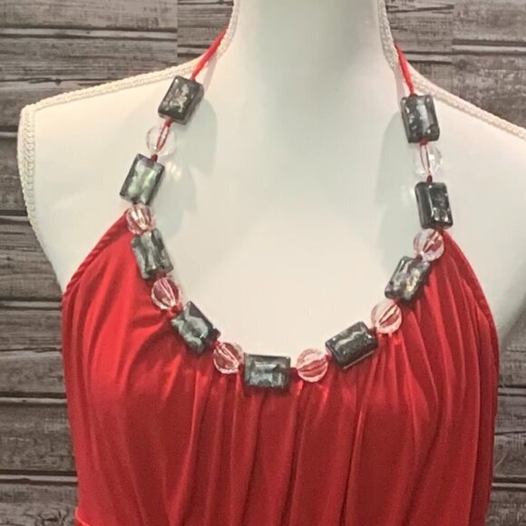 🔥🔥SALE🔥🔥STYLE & CO Bright Red Beaded Neck Sleeveless Top - Picture 3 of 5